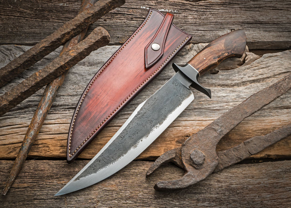Bmk-130 Damascus Bowie Knife Fifteen Thousand Year Old Fossil Handle