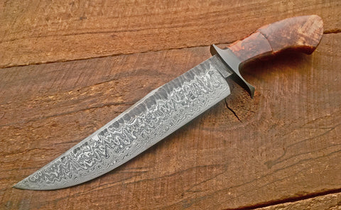 Textured Damascus Bowie