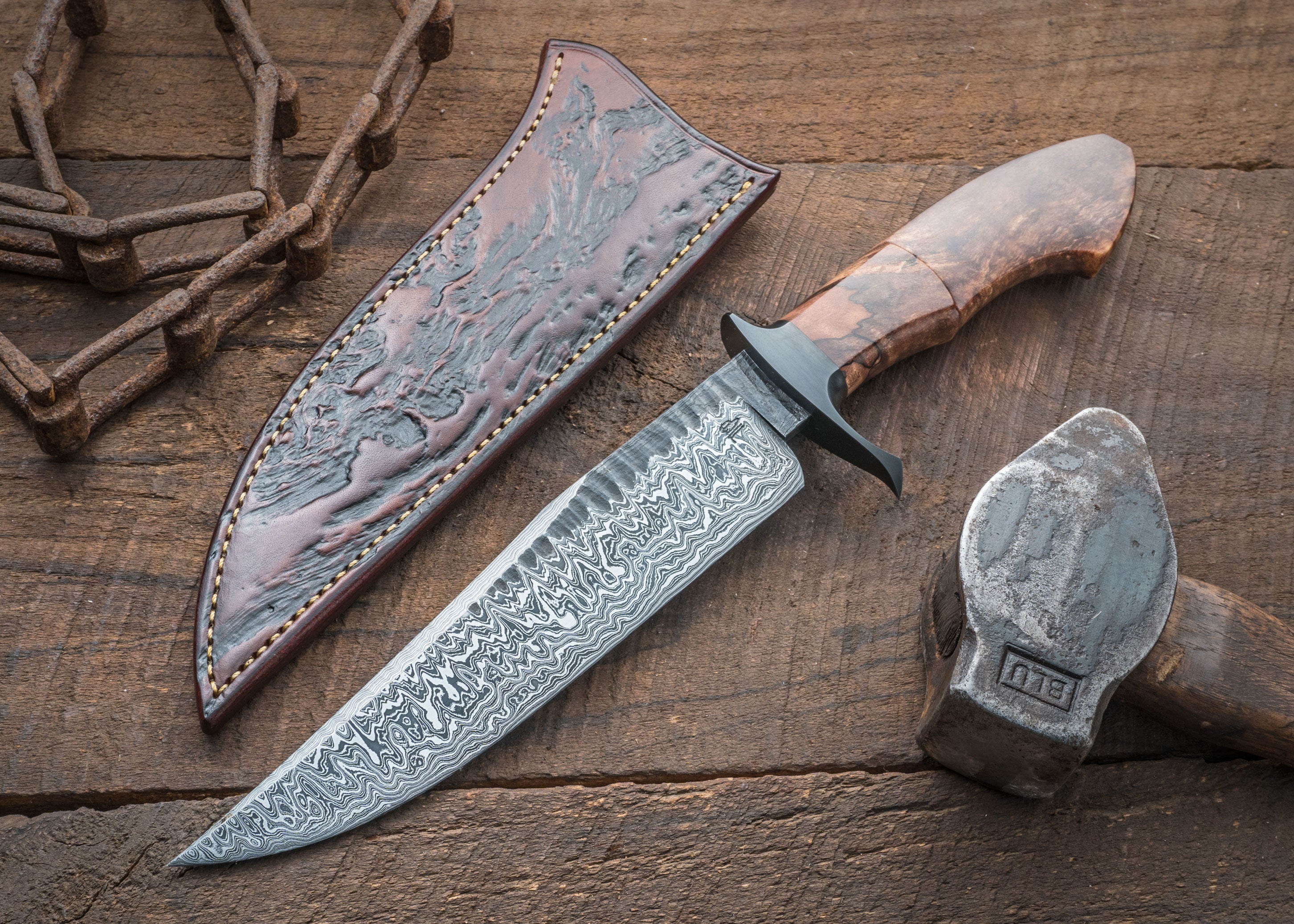 Custom Order for Random Pattern Damascus 8 Carbon Steel Chef Knife 